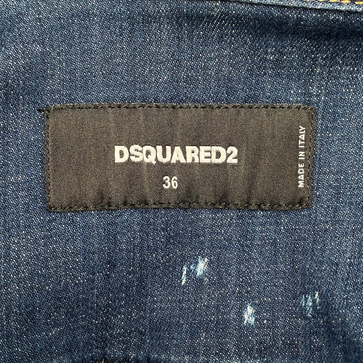 DSQUARED2 デニムジャケット スプラッシュペイント インディゴブルー コットン レディース 36 VO015770