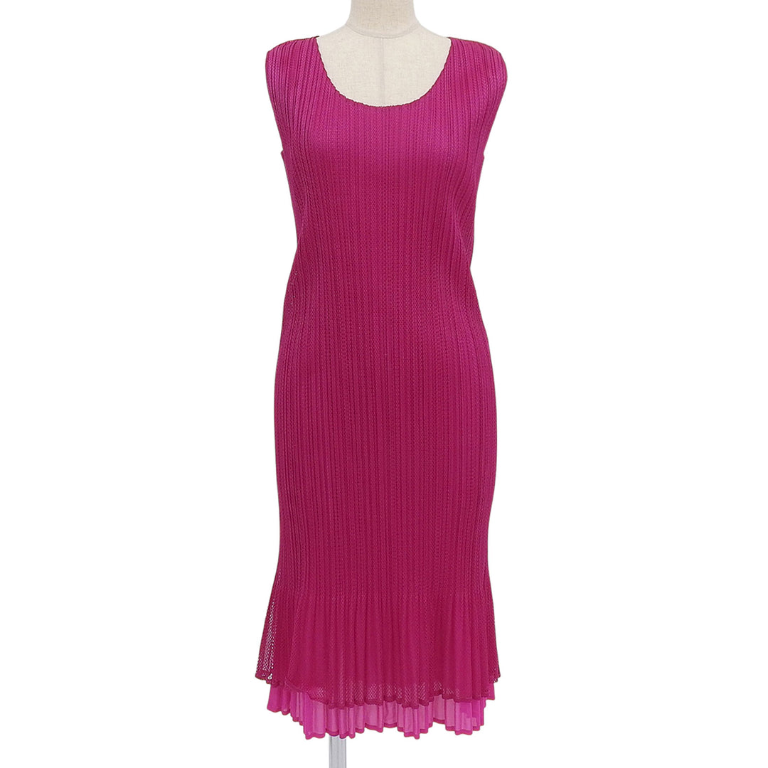 PLEATS PLEASE ワンピース パープル ポリエステル レディース 3 PP14-JH675 美品
