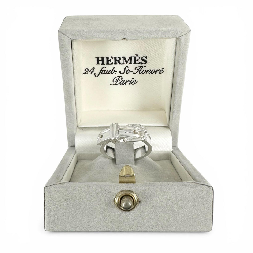Great HERMES Ring Saintur Belt design Silver SV925 Women