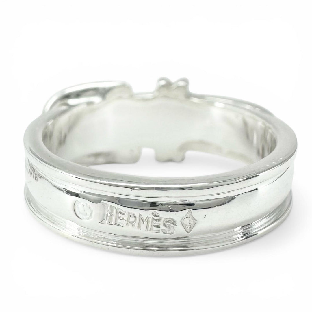 Great HERMES Ring Saintur Belt design Silver SV925 Women
