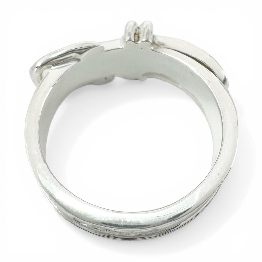 Great HERMES Ring Saintur Belt design Silver SV925 Women