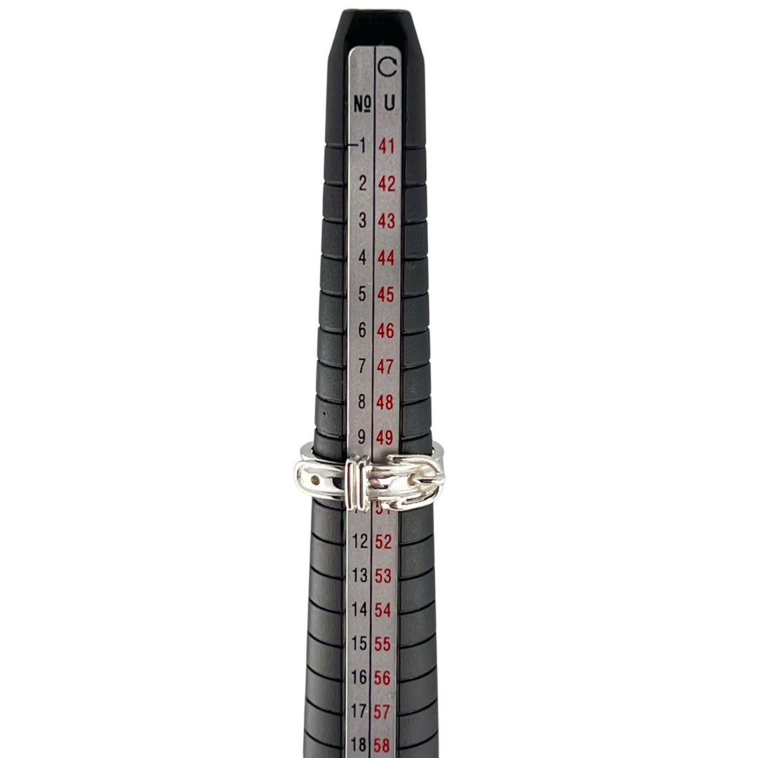 Great HERMES Ring Saintur Belt design Silver SV925 Women