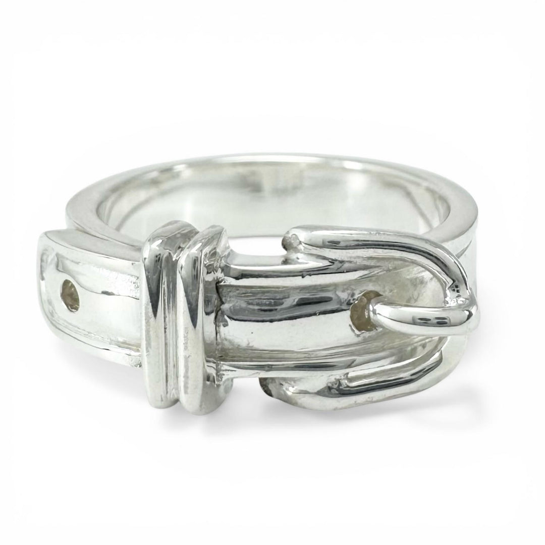 Great HERMES Ring Saintur Belt design Silver SV925 Women