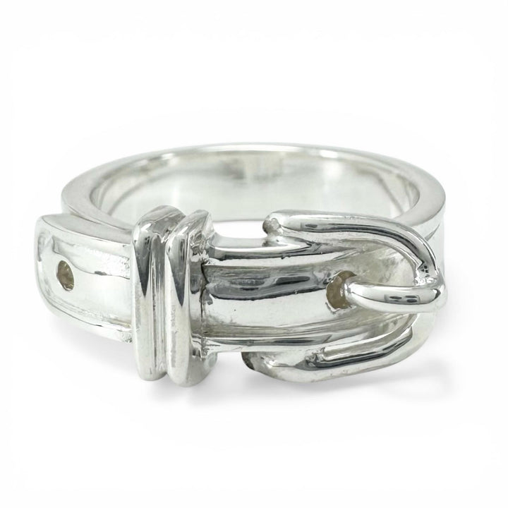 Great HERMES Ring Saintur Belt design Silver SV925 Women