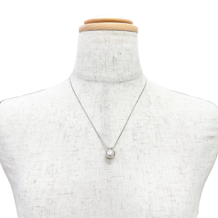 Great TIFFANY&Co. Necklace Freshwater Pearl Link Pendant Silver 925 Women