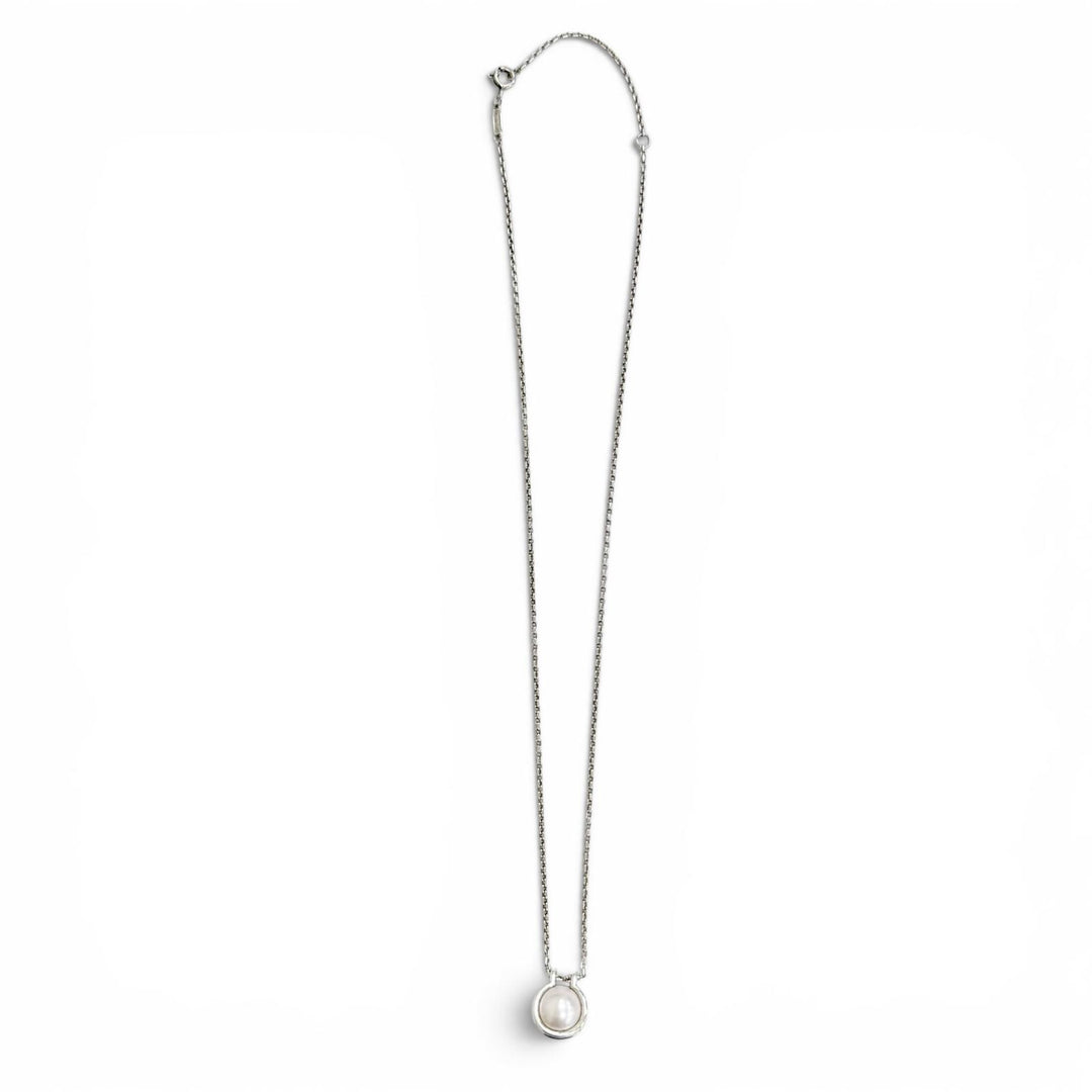 Great TIFFANY&Co. Necklace Freshwater Pearl Link Pendant Silver 925 Women