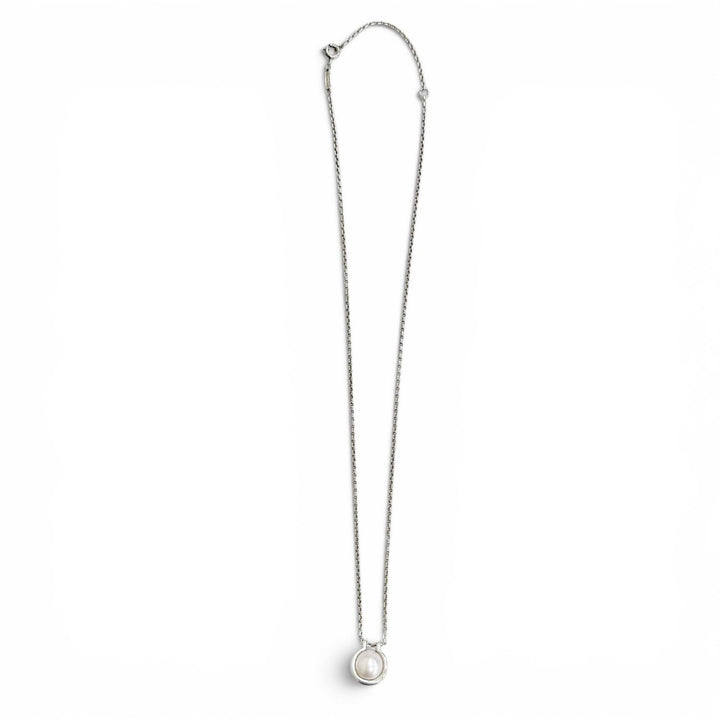Great TIFFANY&Co. Necklace Freshwater Pearl Link Pendant Silver 925 Women