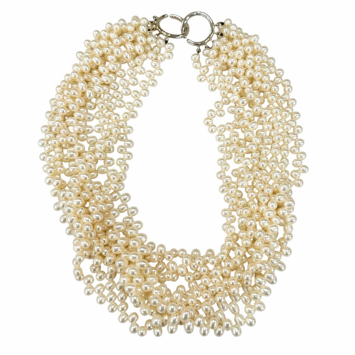 Great TIFFANY&Co. Necklace Torsade 8 Row Ivory Pearl Women