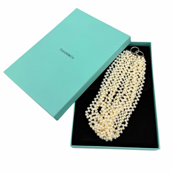 Great TIFFANY&Co. Necklace Torsade 8 Row Ivory Pearl Women