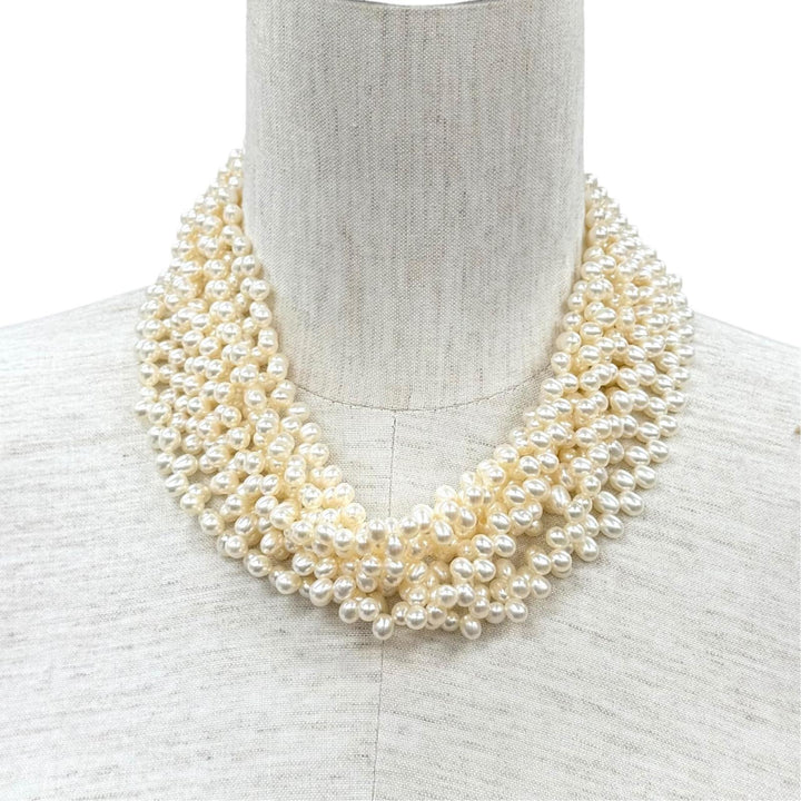 Great TIFFANY&Co. Necklace Torsade 8 Row Ivory Pearl Women