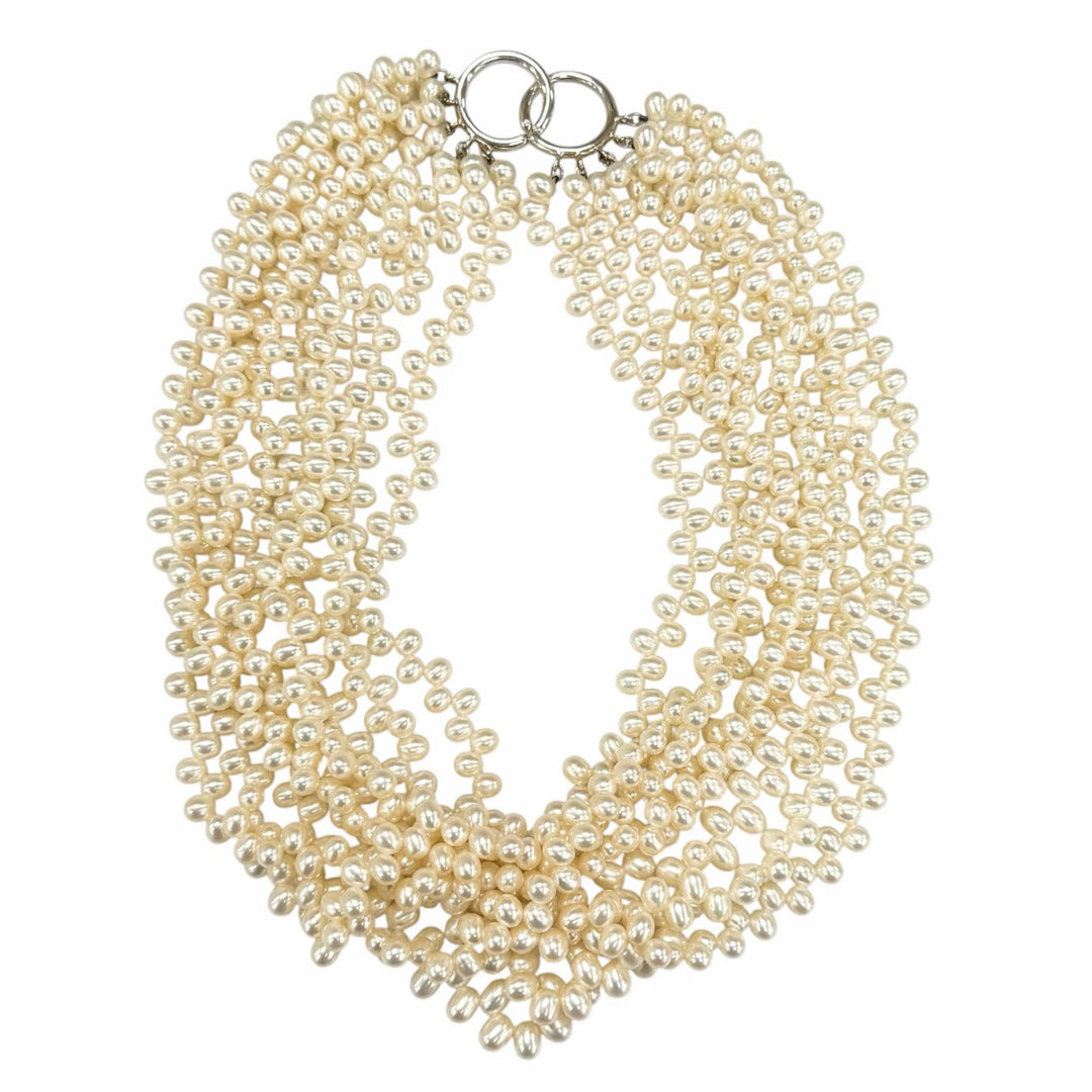Great TIFFANY&Co. Necklace Torsade 8 Row Ivory Pearl Women