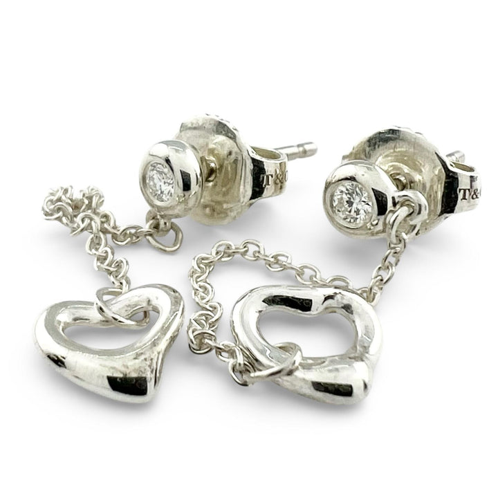 Excellent TIFFANY&Co. Pierce By the yard Open heart drop Silver AG925 Women