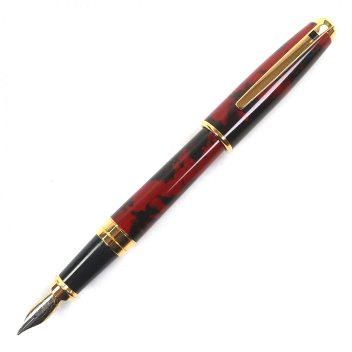 Great Dupont fountain pen Olympio genuine lacquer Red Marble 18K mens