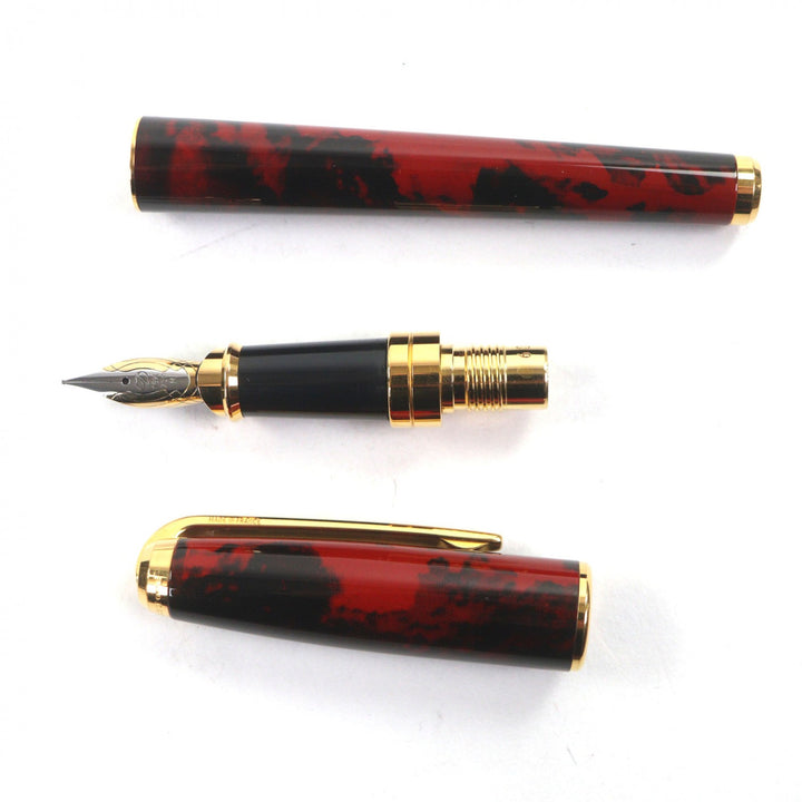 Great Dupont fountain pen Olympio genuine lacquer Red Marble 18K mens