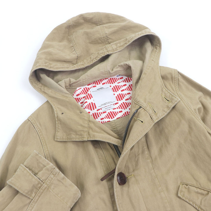 Great VISVIM coat TOWNSEND COAT PRIME Hooded Field beige cotton mens 2