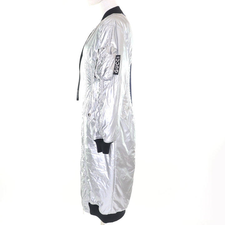 新品 GUCCI コート リゾートコレクション ランウェイ着用 シルバーナイロン レディース 36 771447
