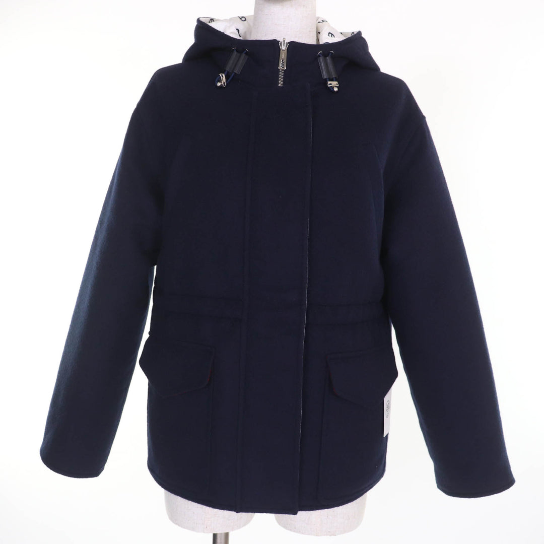 Great HERMES Jacket Chaine d'Ancre padded reversible Navy white cashmere 34 3E0123DA