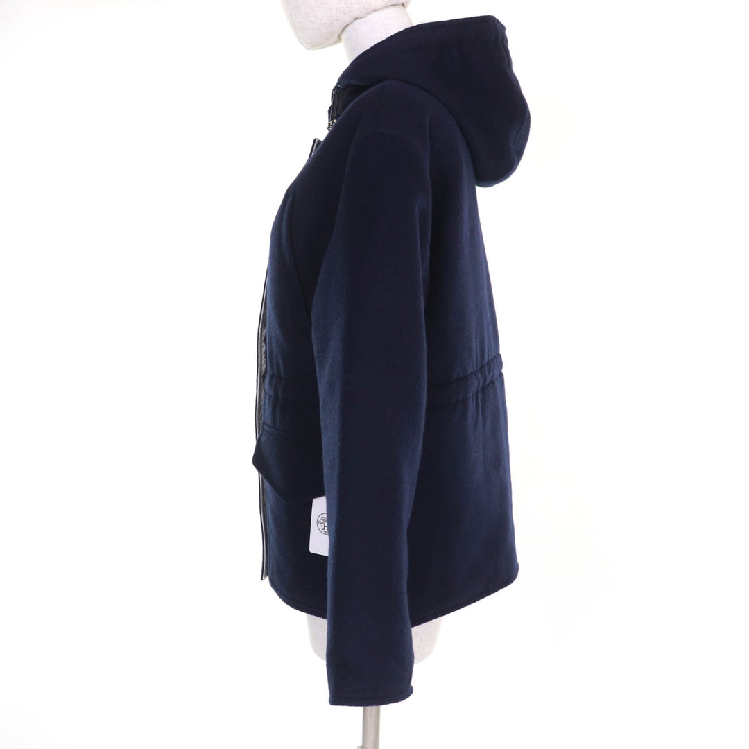 Great HERMES Jacket Chaine d'Ancre padded reversible Navy white cashmere 34 3E0123DA