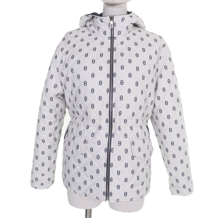 Great HERMES Jacket Chaine d'Ancre padded reversible Navy white cashmere 34 3E0123DA