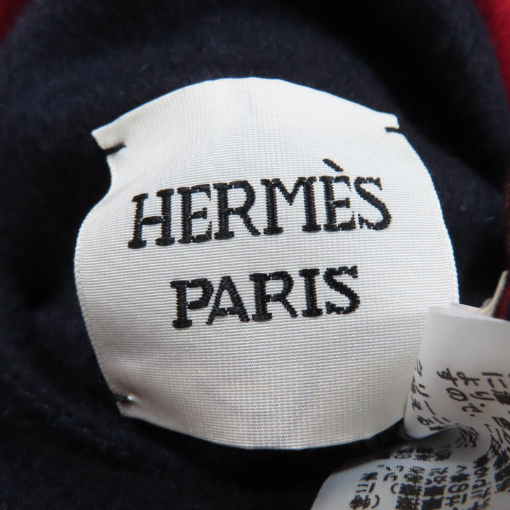 Great HERMES Jacket Chaine d'Ancre padded reversible Navy white cashmere 34 3E0123DA