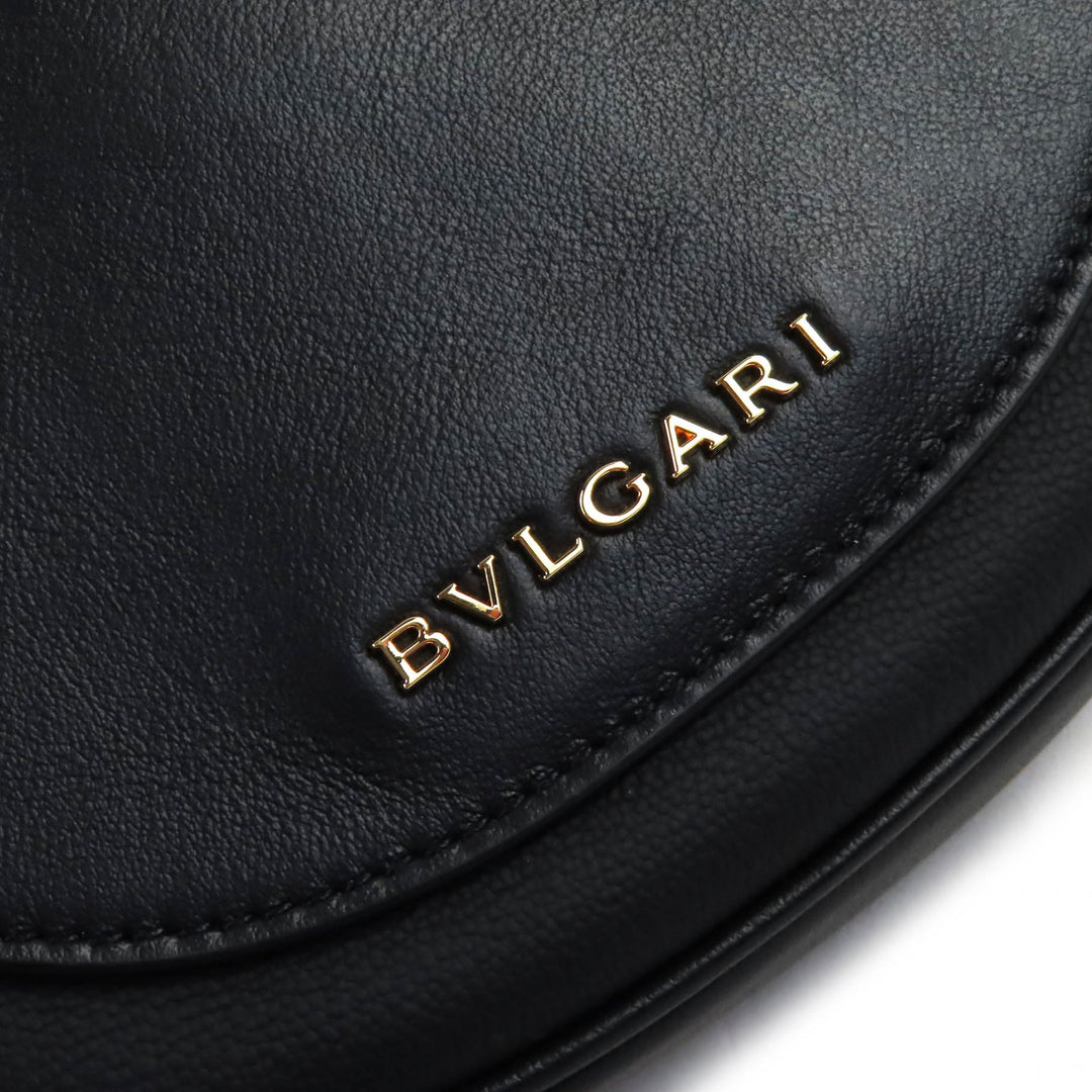 Pristine BVLGARI Shoulder Bag Serpenti Ellipse Small black leather Women 292051
