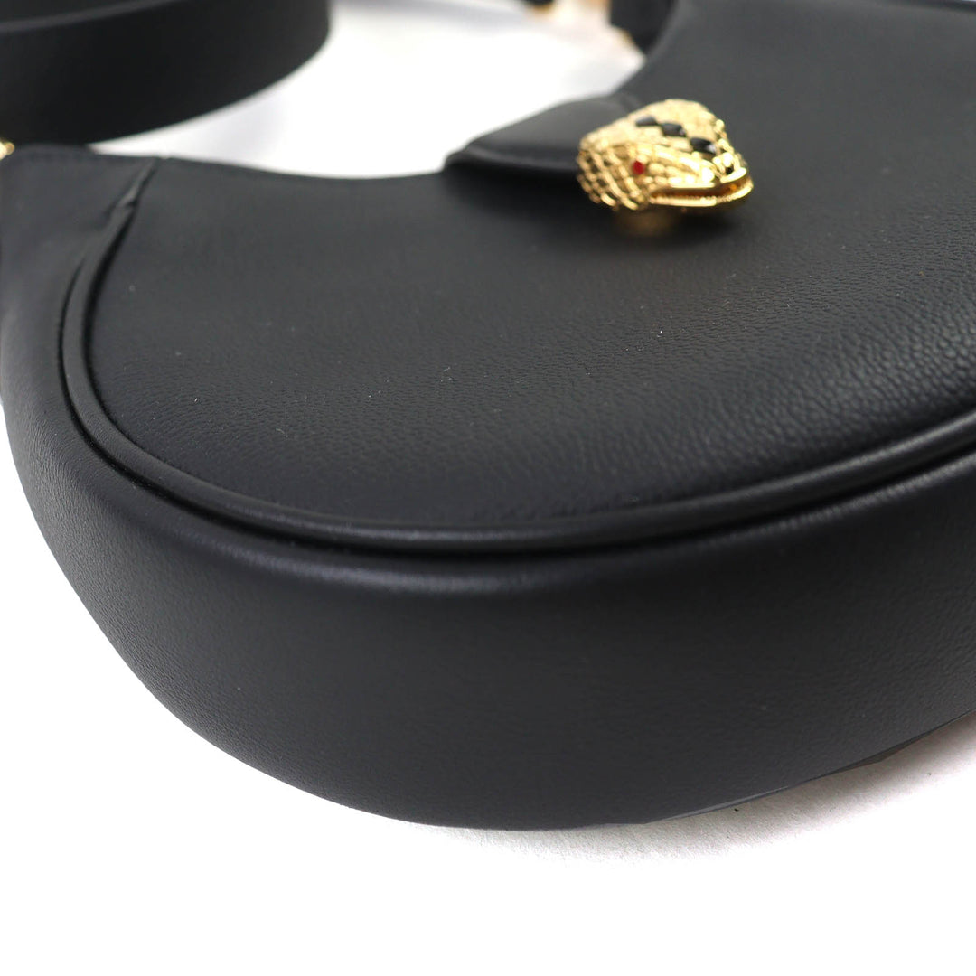 Pristine BVLGARI Shoulder Bag Serpenti Ellipse Small black leather Women 292051