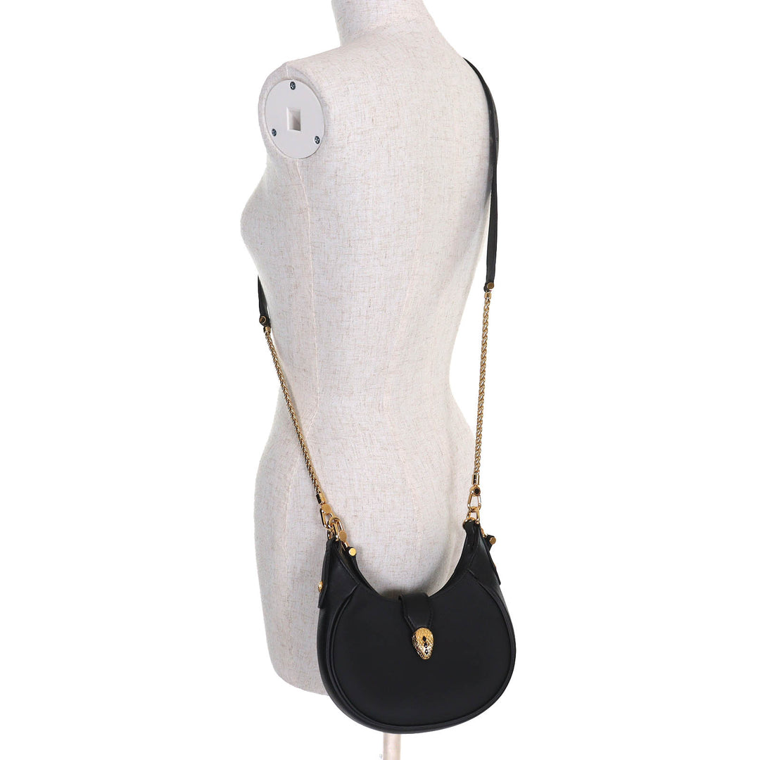 Pristine BVLGARI Shoulder Bag Serpenti Ellipse Small black leather Women 292051