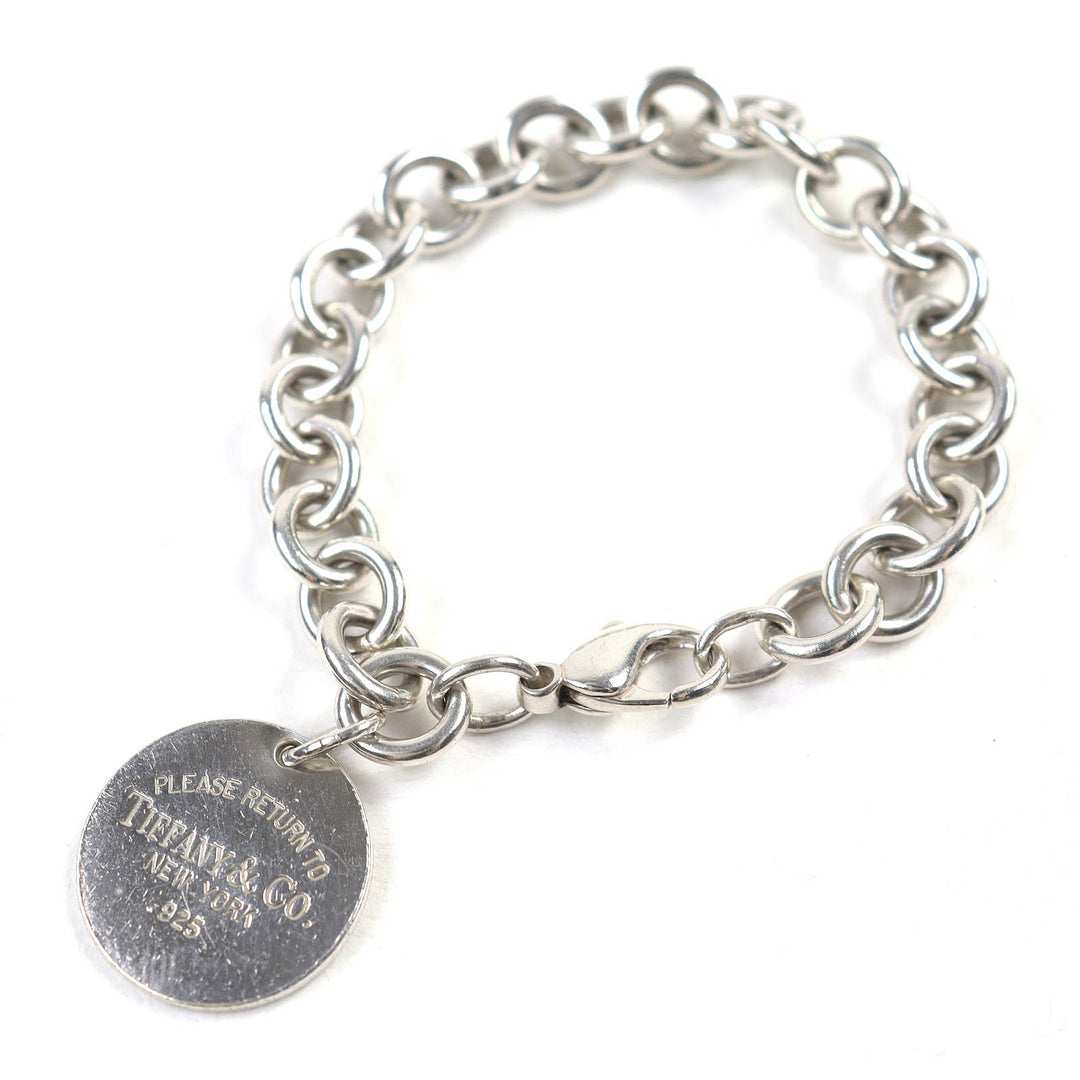 Very Good TIFFANY&Co. bracelet Round tags Silver SV925 Women