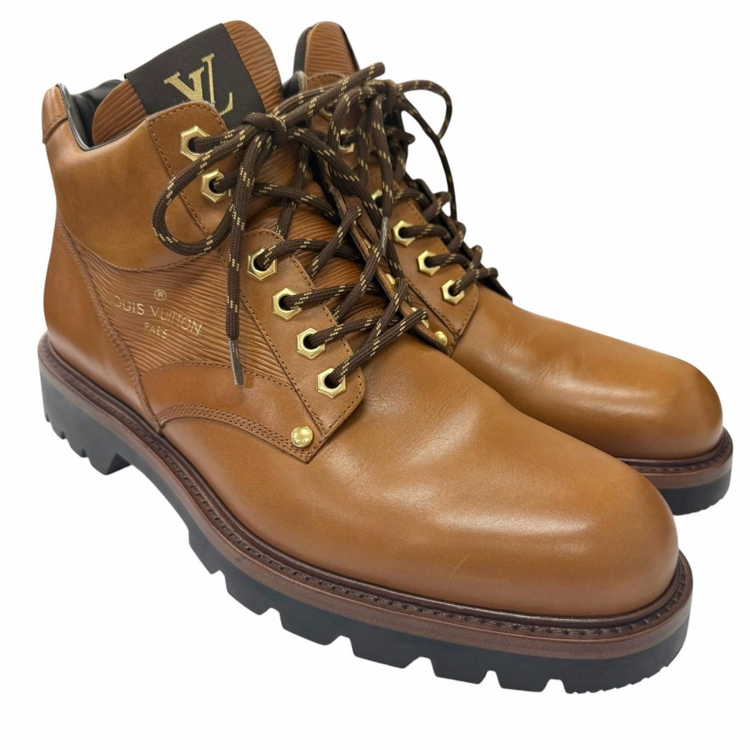 Discounted Great LOUIS VUITTON Ankle boots Oberkung Fu Line Lace-up work boots Brown
