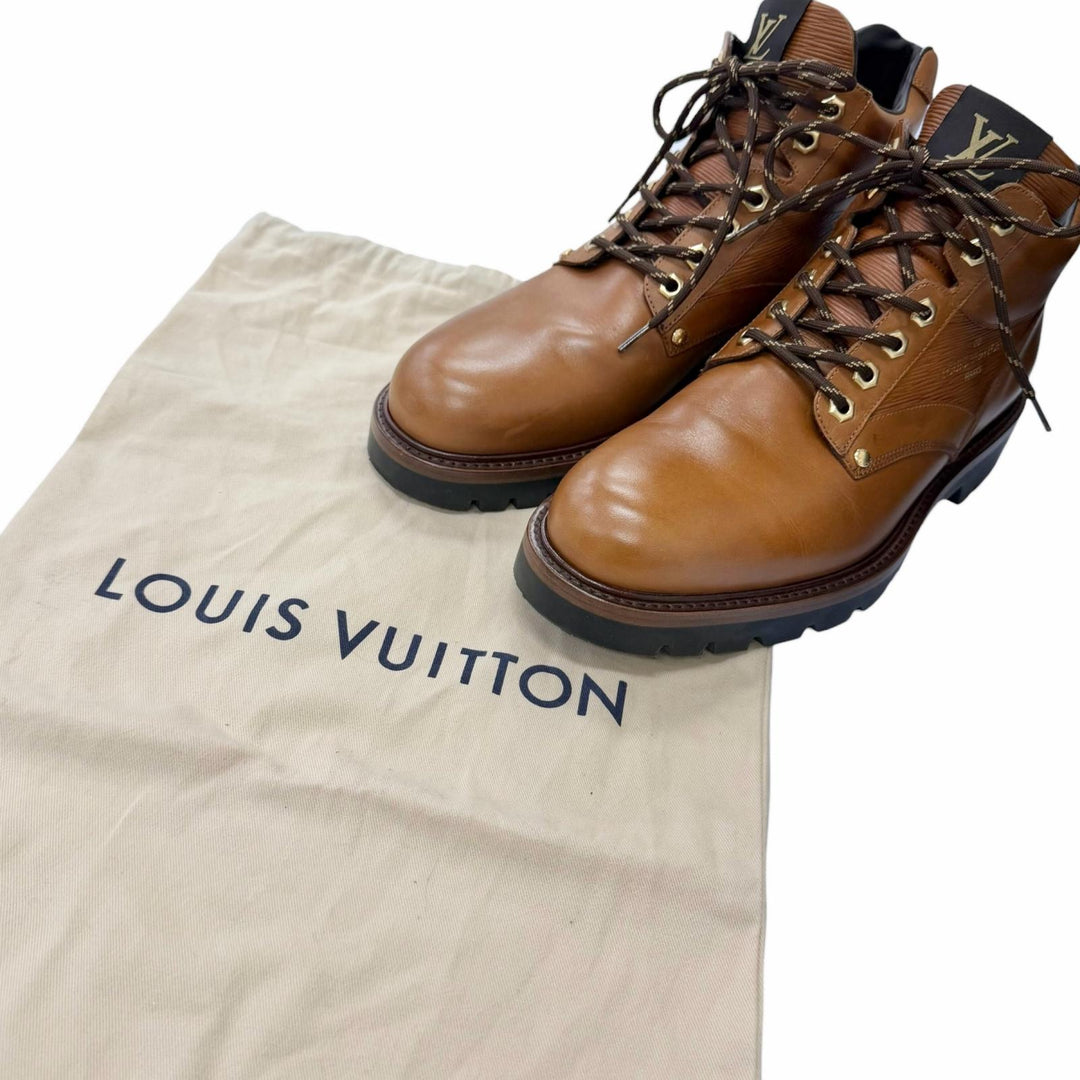 Discounted Great LOUIS VUITTON Ankle boots Oberkung Fu Line Lace-up work boots Brown