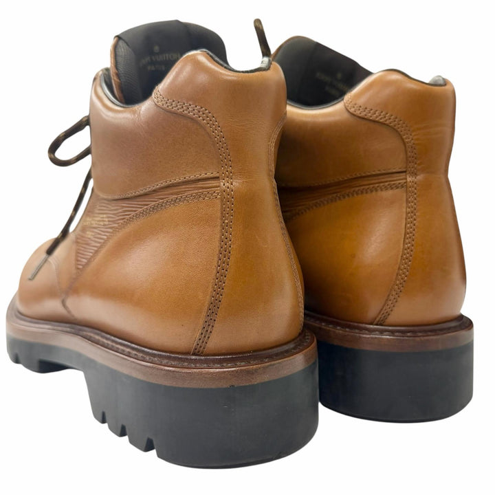 Discounted Great LOUIS VUITTON Ankle boots Oberkung Fu Line Lace-up work boots Brown