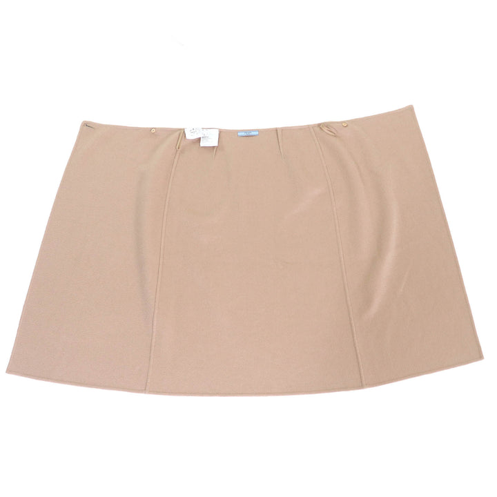 素晴らしい PRADA ラップスカート ロゴボタン ロング ベージュ カシミア レディース 40 P151V