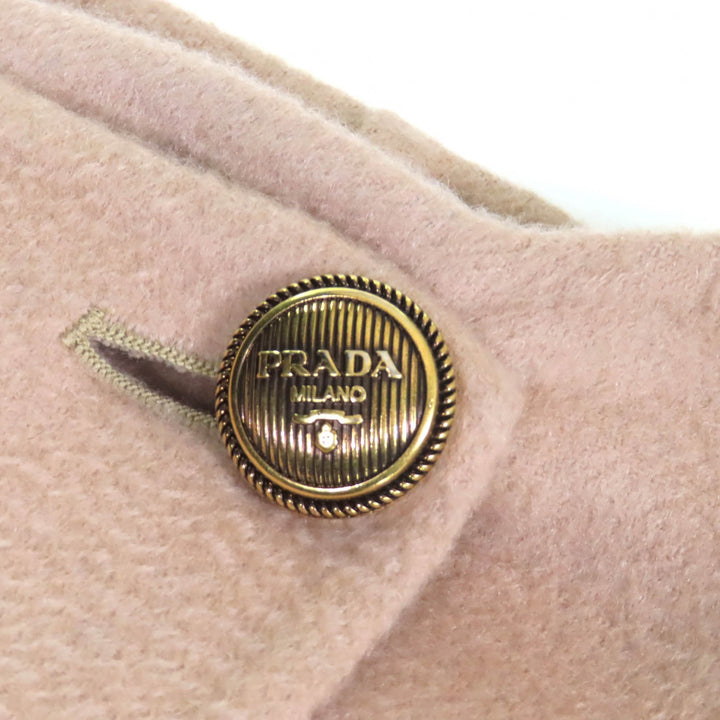 素晴らしい PRADA ラップスカート ロゴボタン ロング ベージュ カシミア レディース 40 P151V