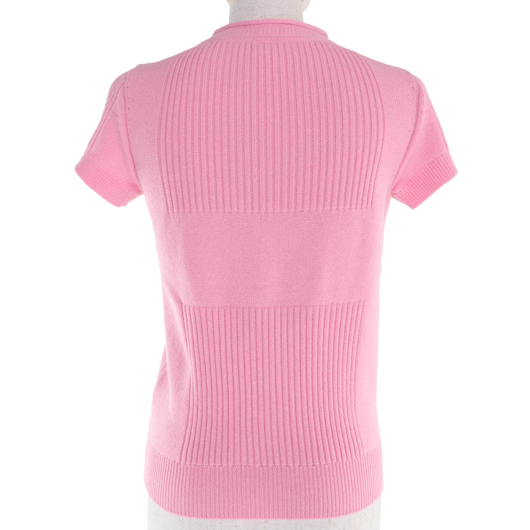 Great HERMES Short sleeve knit H logo design short sleeve knit pink cashmere 34