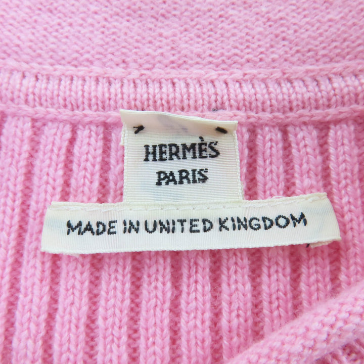 Great HERMES Short sleeve knit H logo design short sleeve knit pink cashmere 34
