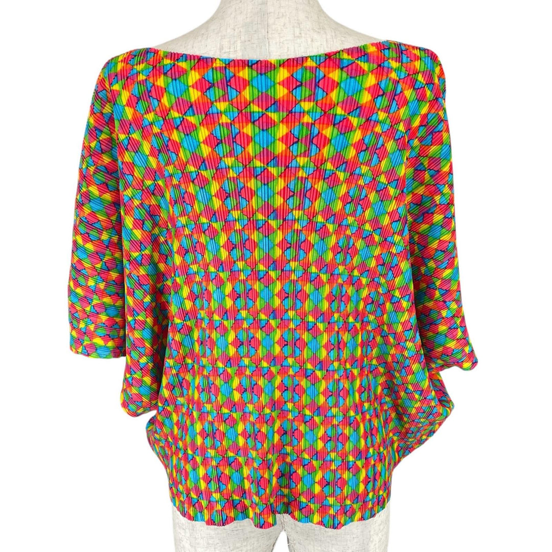 PLEATS PLEASE T-shirt Kimono sleeve all-over pattern multicolor 3 PP23-FK383