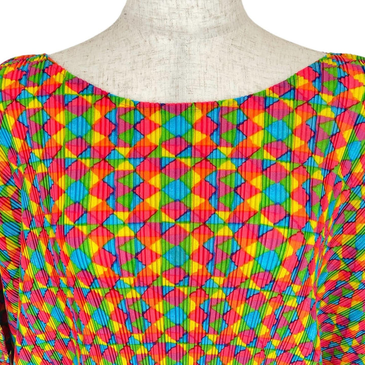 PLEATS PLEASE Tシャツ 着物袖 総柄 マルチカラー 3 PP23-FK383