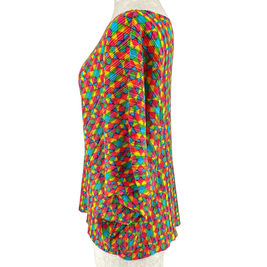 PLEATS PLEASE T-shirt Kimono sleeve all-over pattern multicolor 3 PP23-FK383