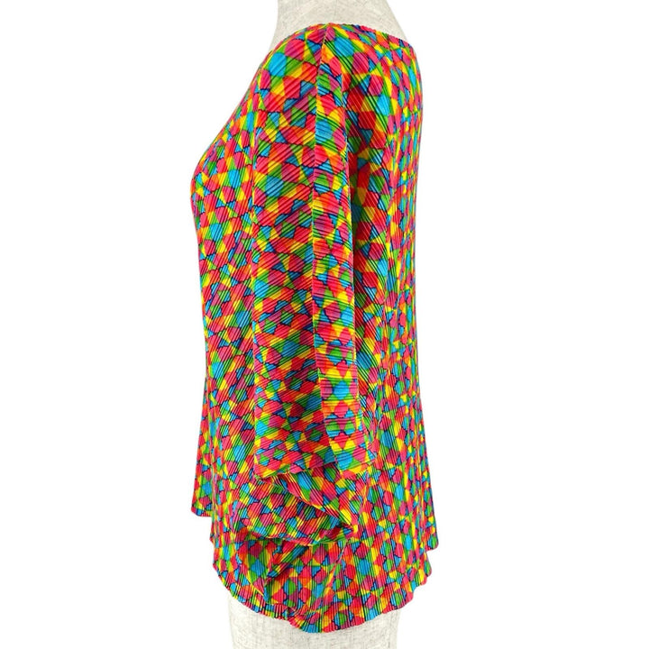 PLEATS PLEASE T-shirt Kimono sleeve all-over pattern multicolor 3 PP23-FK383