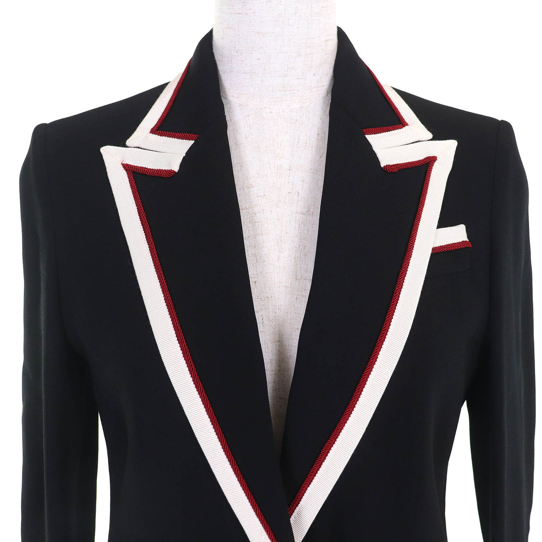 Great GUCCI tailored jacket Lining Chain Belt Pattern 100% Silk Peaked lapel 38