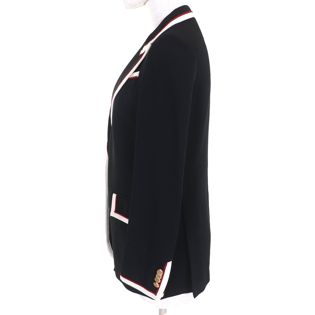 Great GUCCI tailored jacket Lining Chain Belt Pattern 100% Silk Peaked lapel 38