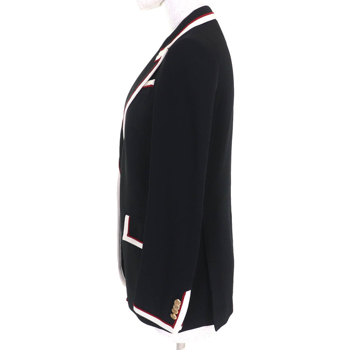 Great GUCCI tailored jacket Lining Chain Belt Pattern 100% Silk Peaked lapel 38