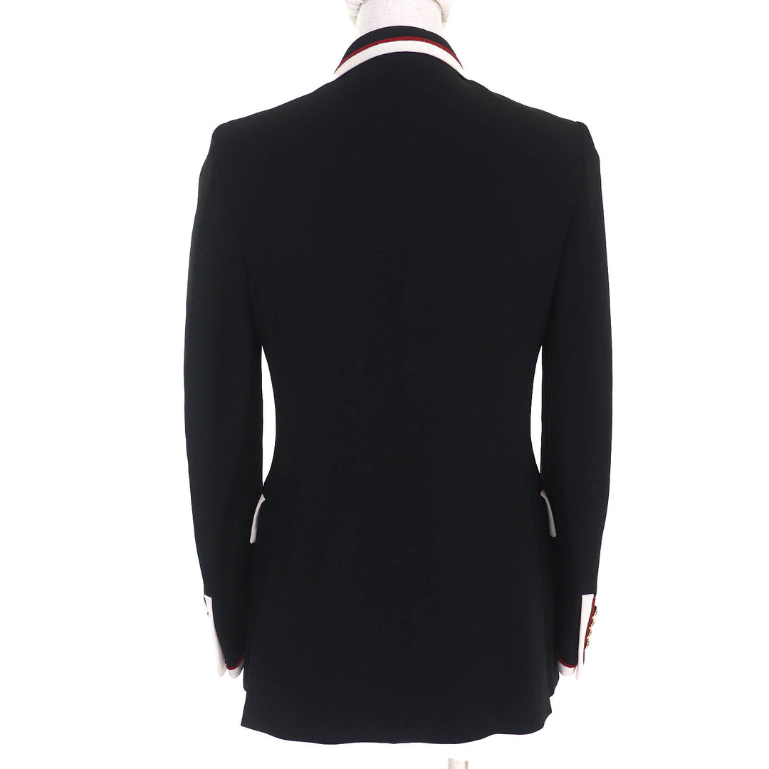 Great GUCCI tailored jacket Lining Chain Belt Pattern 100% Silk Peaked lapel 38