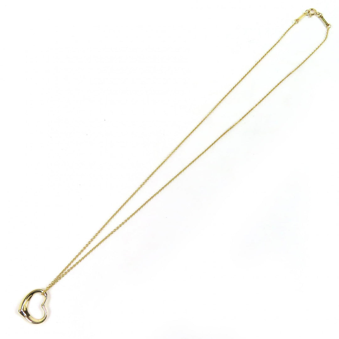Excellent TIFFANY&Co. Open Heart Pendant Necklace 18K／750(YG) 16.1"" gold