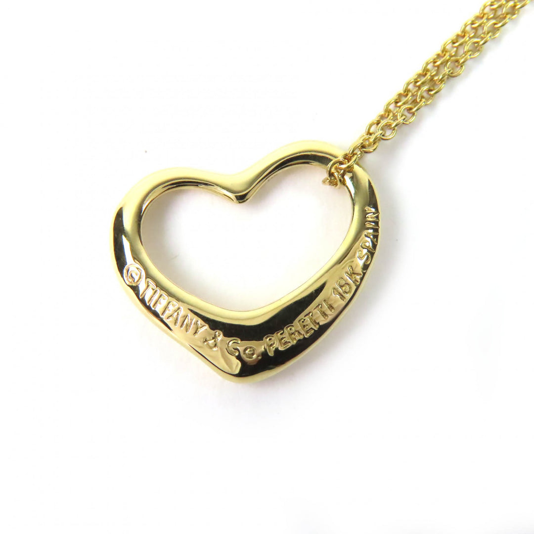 Excellent TIFFANY&Co. Open Heart Pendant Necklace 18K／750(YG) 16.1"" gold