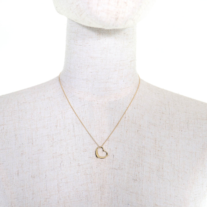 Excellent TIFFANY&Co. Open Heart Pendant Necklace 18K／750(YG) 16.1"" gold