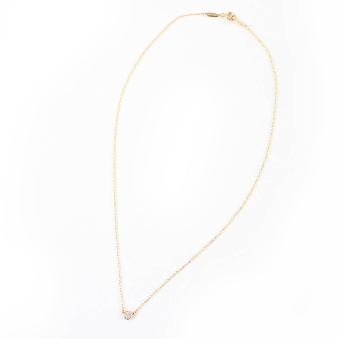Excellent TIFFANY&Co. Single Diamond Pendant Diamond 0.12ct K18/750(Yellow Gold)