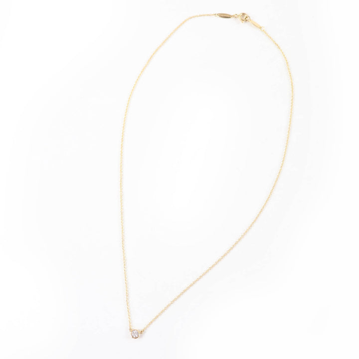Excellent TIFFANY&Co. Single Diamond Pendant Diamond 0.12ct K18/750(Yellow Gold)