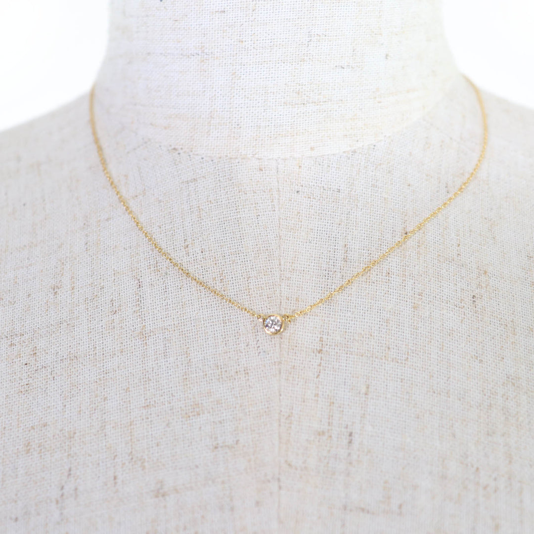 Excellent TIFFANY&Co. Single Diamond Pendant Diamond 0.12ct K18/750(Yellow Gold)