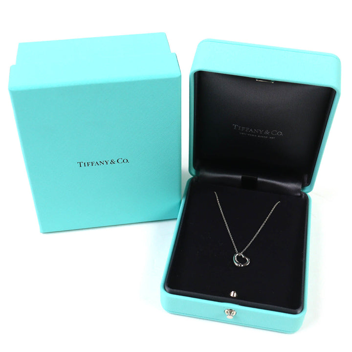 Excellent TIFFANY&Co. Open Heart Pendant Diamond Platinum 3P Diamond 0.01ct